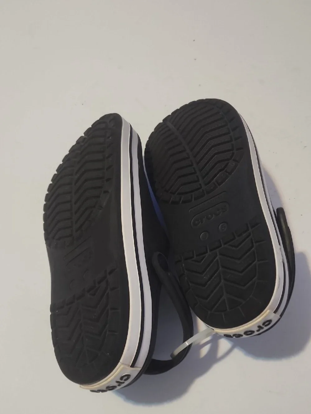 CROCS Kids Black Clog Sandals with White Trim. New Without Box
